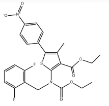 ethyl 2-((2,6-difluorobenzyl)(ethoxycarbonyl)amino)-4-methyl-5-(4-nitrophenyl)thiophene-3-carboxylateCas:308831-94-9